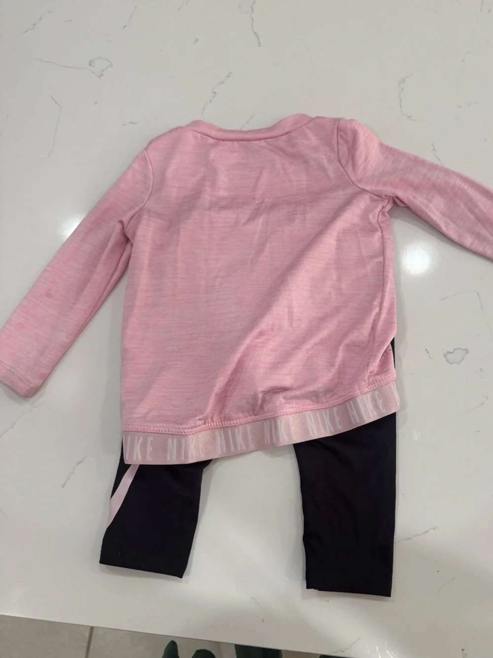 Nike Dri-FIT Baby Girls’ 9M Pink Long-Sleeve Top & Black Leggings Set